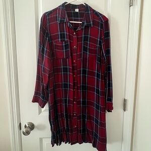 Old Navy Red and Blue Plaid Long Sleeve Dress